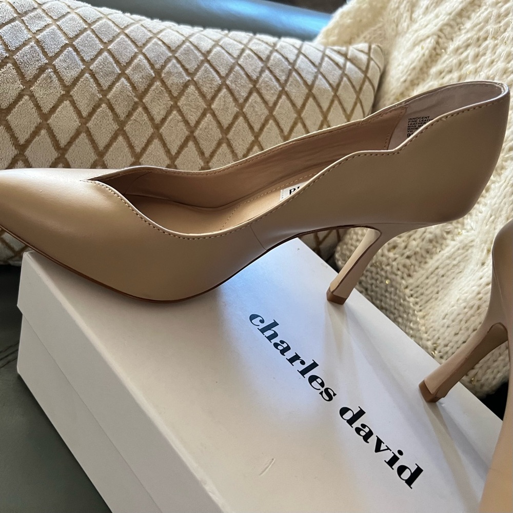 $120 Charles David INNOCENT Pointed Closed Toe STILETTO Heel LEATHER PUMPS 9.5 - Picture 5 of 17